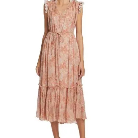 Zimmermann Peach Floral Midi Dress